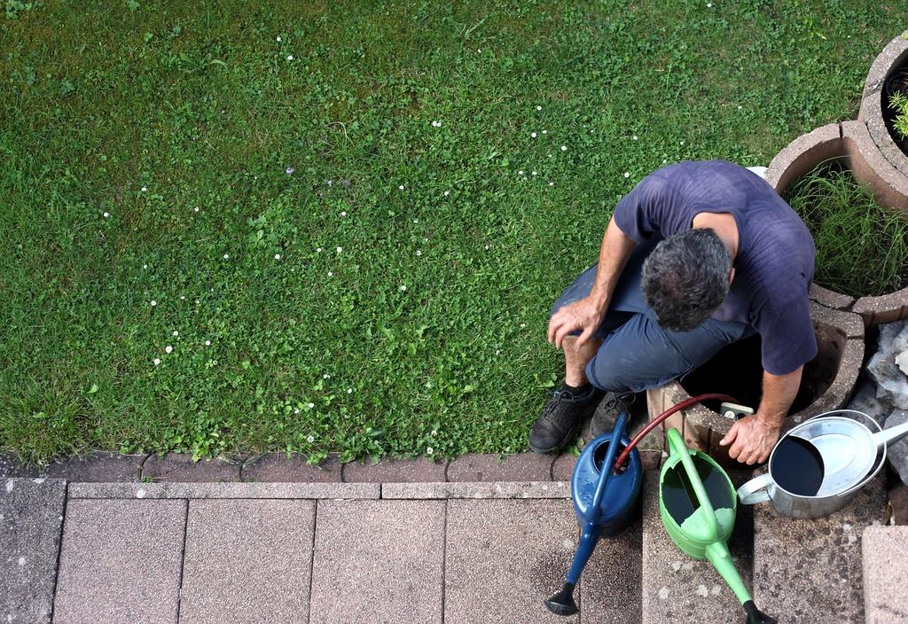 Water conservation techniques demonstration in urban home